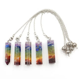Reiki 7 Chakra Gemstone Pendant Wicca Healing Point Orgonite Pendulum