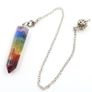 Reiki 7 Chakra Gemstone Pendant Wicca Healing Point Orgonite Pendulum