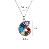 Reiki 7 Chakra Spiral Shape Ammonite Pendant Necklace