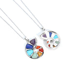 Reiki 7 Chakra Spiral Shape Ammonite Pendant Necklace