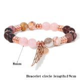 Reiki Chalcedony Beaded Bracelet Angel Wings for Women