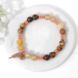 Reiki Chalcedony Beaded Bracelet Angel Wings for Women