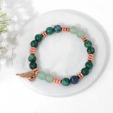 Reiki Chalcedony Beaded Bracelet Angel Wings for Women