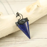 Reiki Chakra Stone Necklace Silver Crown Pendant