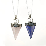 Reiki Chakra Stone Necklace Silver Crown Pendant