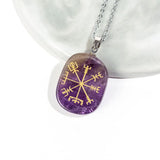 Reiki Chakra Vegvisir Viking Rune Necklace Lapis Lazuli Opal Pendant