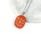 Reiki Chakra Vegvisir Viking Rune Necklace Lapis Lazuli Opal Pendant