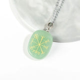 Reiki Chakra Vegvisir Viking Rune Necklace Lapis Lazuli Opal Pendant