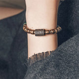 Reiki Coloured Glaze Beads Mixed Bracelet Hammered Copper Charm