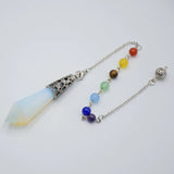 Reiki Healing 7 Chakra Stone Pendulum Dowsing Bead Chain Hexagonal Prism Pyramid