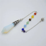 Reiki Healing 7 Chakra Stone Pendulum Dowsing Bead Chain Hexagonal Prism Pyramid