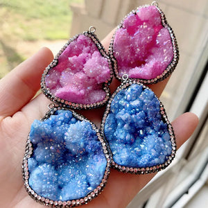 Reiki Healing Quartz Pink Crystal Stone Pendant Agates Pendulum