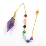 Reiki Healing Chakra Pendulum Natural Amethysts Pink Crystal Agates