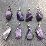Reiki Healing Amethysts Pendants Purple Quartz Raw Crystal Nuggets