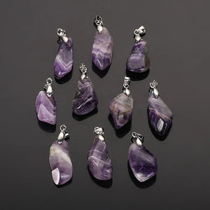 Reiki Healing Amethysts Pendants Purple Quartz Raw Crystal Nuggets