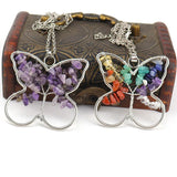 Reiki Healing Gravel Crystal Butterfly Tree Of Life Fortune Tree Necklace