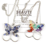 Reiki Healing Gravel Crystal Butterfly Tree Of Life Fortune Tree Necklace