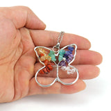 Reiki Healing Gravel Crystal Butterfly Tree Of Life Fortune Tree Necklace