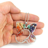 Reiki Healing Gravel Crystal Tree Of Life Necklace