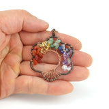 Reiki Healing Fortune Tree Necklace Crystal Flower Choker