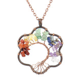 Reiki Healing Fortune Tree Necklace Crystal Flower Choker