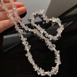 Raw Mineral Clear Quartz Choker Necklace Crystal Pearl Charm