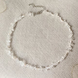 Raw Mineral Clear Quartz Choker Necklace Crystal Pearl Charm