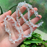 Raw Mineral Clear Quartz Choker Necklace Crystal Pearl Charm