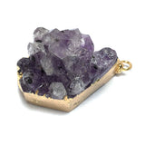 Reiki Healing Amethysts Charm Pendant DIY Necklace Bracelet Gift 30x40mm