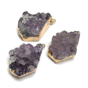 Reiki Healing Amethysts Charm Pendant DIY Necklace Bracelet Gift 30x40mm