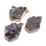 Reiki Healing Amethysts Charm Pendant DIY Necklace Bracelet Gift 30x40mm