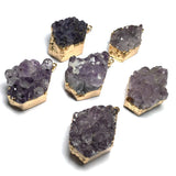 Reiki Healing Amethysts Charm Pendant DIY Necklace Bracelet Gift 30x40mm
