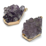 Reiki Healing Amethysts Charm Pendant DIY Necklace Bracelet Gift 30x40mm