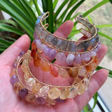 Reiki Healing Crystal Cuff Bracelet Irregular Quartz Stone Bangle Jewelry