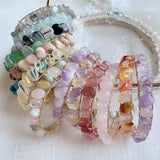 Reiki Healing Crystal Cuff Bracelet Irregular Quartz Stone Bangle Jewelry