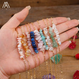 Reiki Healing Crystal Necklace Irregular Chips Citrines Roses Quartz Amazonite A