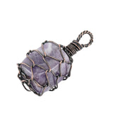 Reiki Crystal Pendant Wire Wrap Charm Raw Amethyst Pink Quartz Stone Pendulum