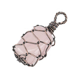 Reiki Crystal Pendant Wire Wrap Charm Raw Amethyst Pink Quartz Stone Pendulum