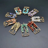 Reiki Healing Gravel Pendant Necklace Tree Of Life Quartz Crystal Choker