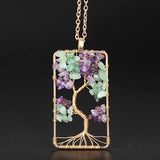 Reiki Healing Gravel Pendant Necklace Tree Of Life Quartz Crystal Choker