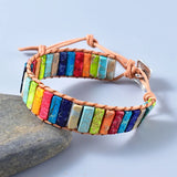 Reiki Healing Chakra Tibetan Bracelet Natural Stone Leather Wrap