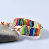 Reiki Healing Chakra Tibetan Bracelet Natural Stone Leather Wrap
