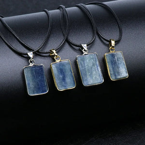 Reiki Healing Pendulum Rock Crystal Kyanite Quartz Necklace