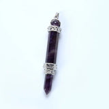 Reiki Healing Purple Crystal 3 Piece Pencil Ball Pendant