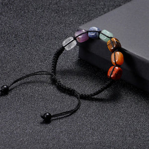 Reiki Healing Stone 7 Chakra Bracelet - Natural Crystal Beads Yoga Bracelet
