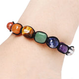 Reiki Healing Stone 7 Chakra Bracelet - Natural Crystal Beads Yoga Bracelet