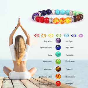 7 Chakra Volcanic Stones Reiki Bracelet