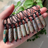 Reiki Healing Stone Necklace Dzi Agates Pendant Buddha Charm
