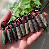 Reiki Healing Stone Necklace Dzi Agates Pendant Buddha Charm
