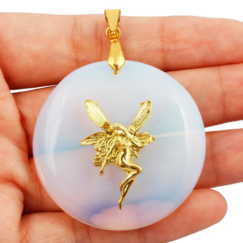 Opalite Angel Fairy Pendant Charms for Jewelry Making Necklace Accessories